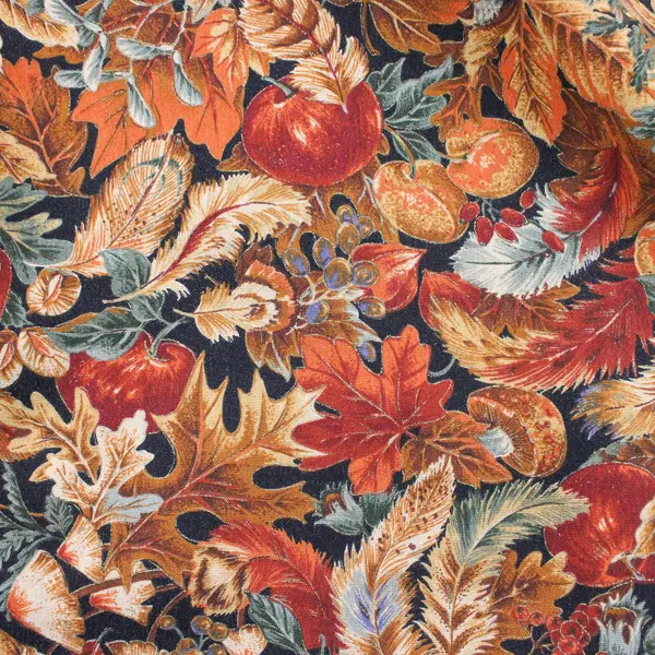 Unbranded Orange/Green Fall Leaves & Apple Pattern Fabric Tablecloth 59" x 100"