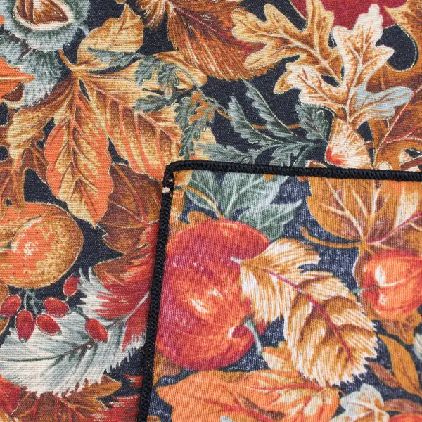 Unbranded Orange/Green Fall Leaves & Apple Pattern Fabric Tablecloth 59" x 100"