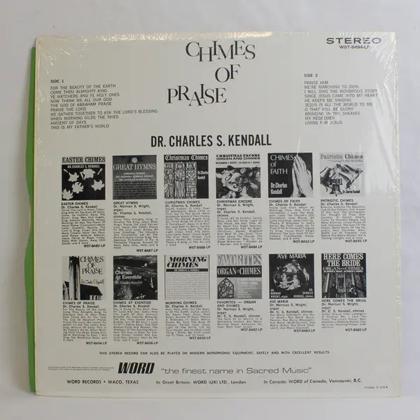Dr Charles Kendall Chimes Of Praise 12" Vinyl Record