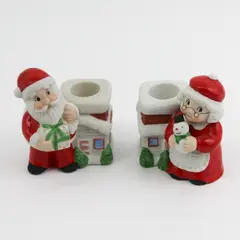 Vintage Santa & Mrs. Claus Taper Candle Holders