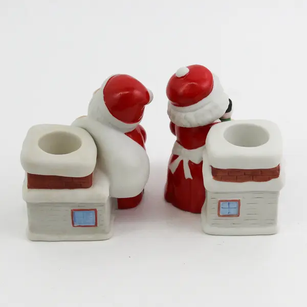 Vintage Santa & Mrs. Claus Taper Candle Holders