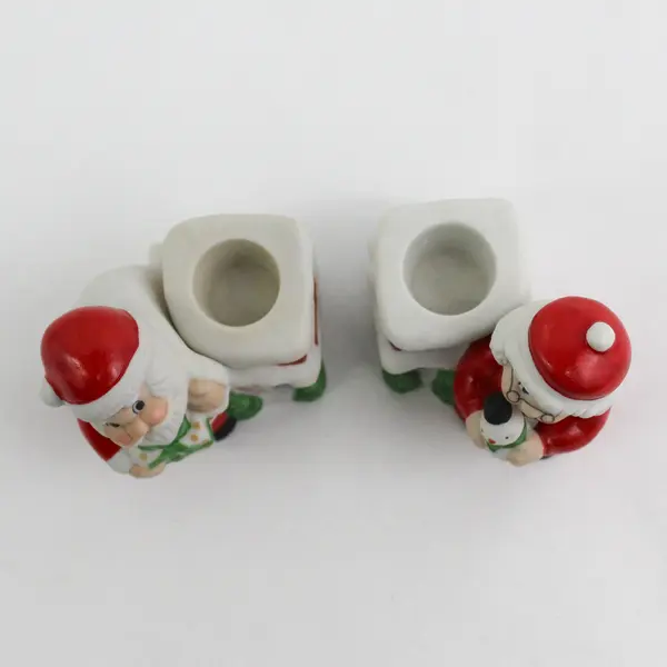 Vintage Santa & Mrs. Claus Taper Candle Holders