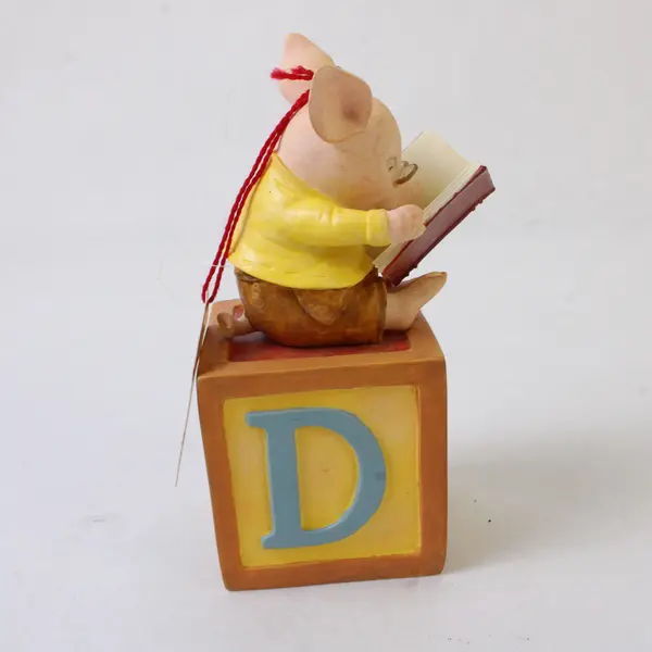 Department 56 Inc Toot & Puddle Reading Pig On ABC Block Hanging Ornament 4.25"
