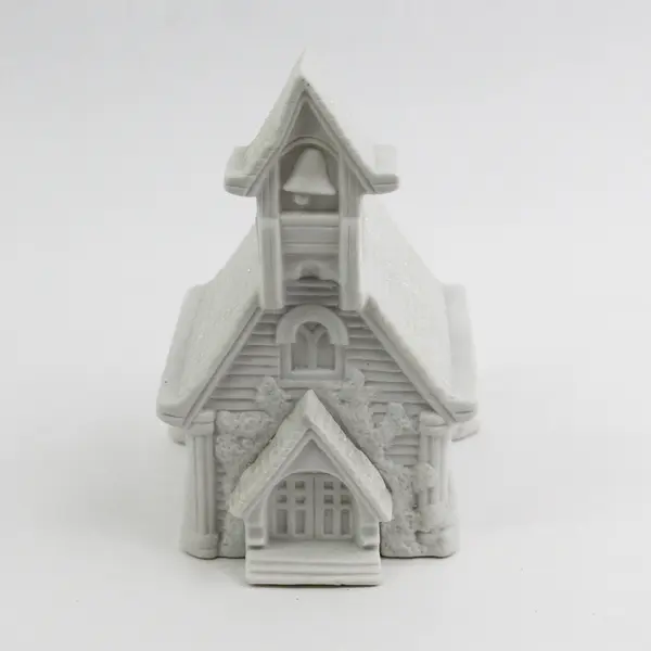 Vintage 1989 White Enesco Music Box Ceramic Church Plays 'O Holy Night' Works