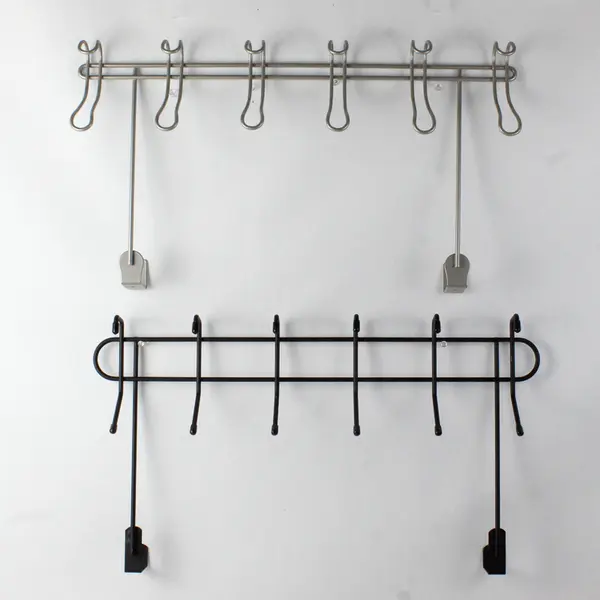 Lot Of 2 Unbranded Black & Silver Over the Door Metal Hanging Rack Organizer
