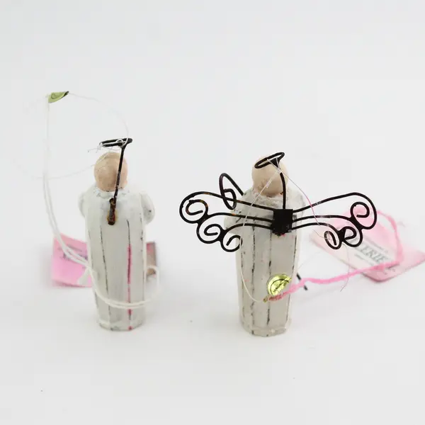 Lot of 2 Gallerie II Hand Painted Resin Angel Ornaments 3.5"