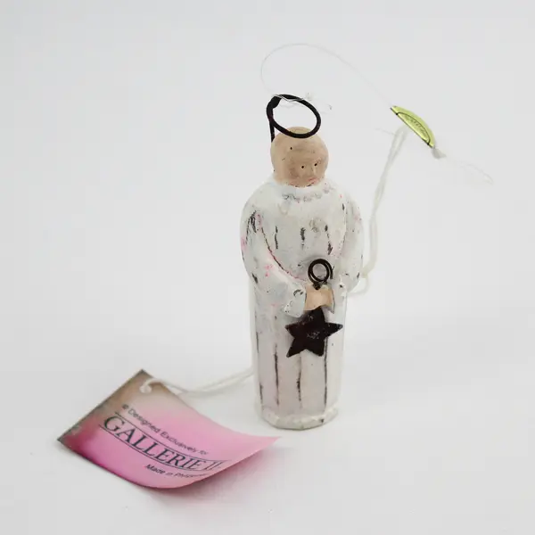 Lot of 2 Gallerie II Hand Painted Resin Angel Ornaments 3.5"