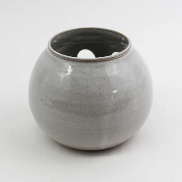 Gray Art Pottery Gray jack-O-Lantern Halloween Candle Holder Signed