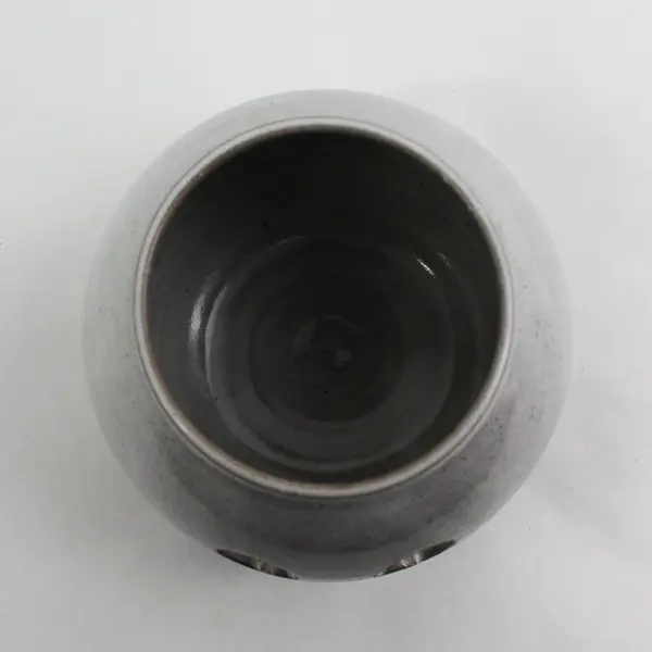 Gray Art Pottery Gray jack-O-Lantern Halloween Candle Holder Signed