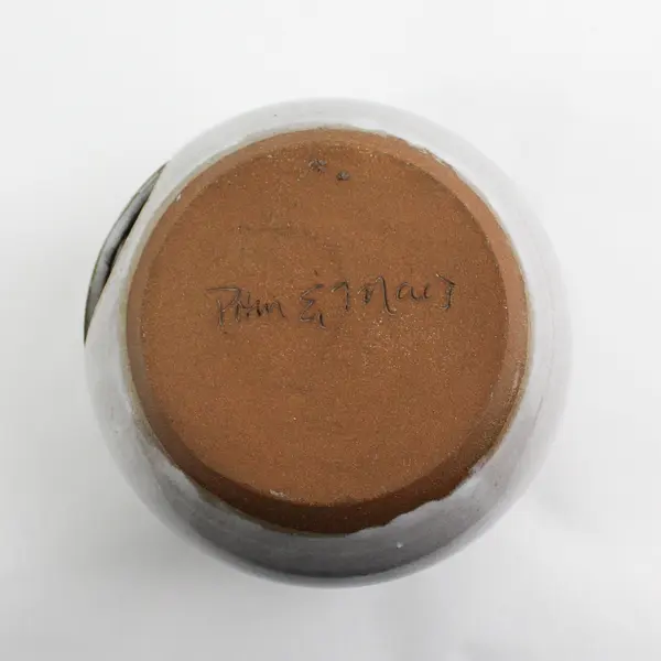 Gray Art Pottery Gray jack-O-Lantern Halloween Candle Holder Signed