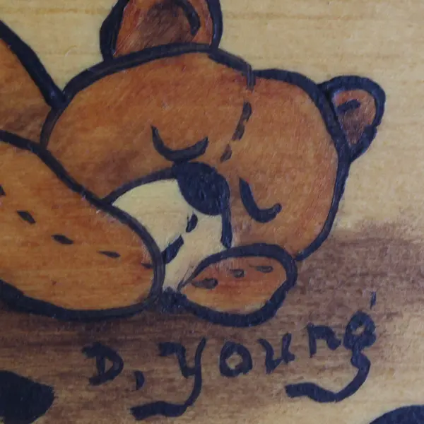 Handmade/Painted Wooden Heart "Baby Is Sleeping" W/ Teddy Bear Hanging Sign