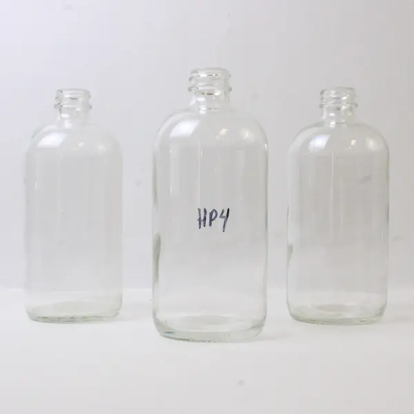 Lot of 3 Clear Glass Boston Round Bottles 7in Collectible