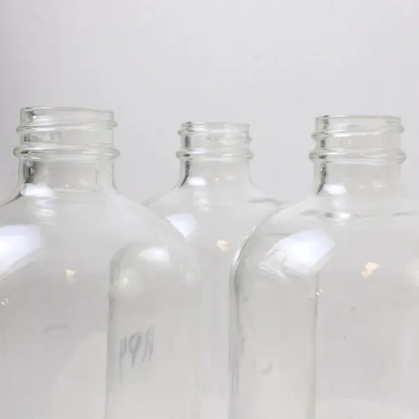 Lot of 3 Clear Glass Boston Round Bottles 7in Collectible