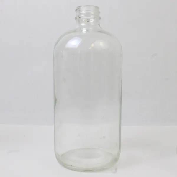 Lot of 3 Clear Glass Boston Round Bottles 7in Collectible