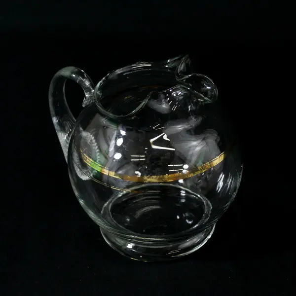 Vintage Macbeth Evans Hand Blown Ball Pitcher With Double Gold Band