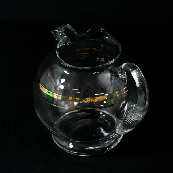 Vintage Macbeth Evans Hand Blown Ball Pitcher With Double Gold Band