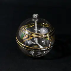 Lefton Trade Mark Clear Glass Oil Lamp W/ Wick Raised Gold Trim Taiwan