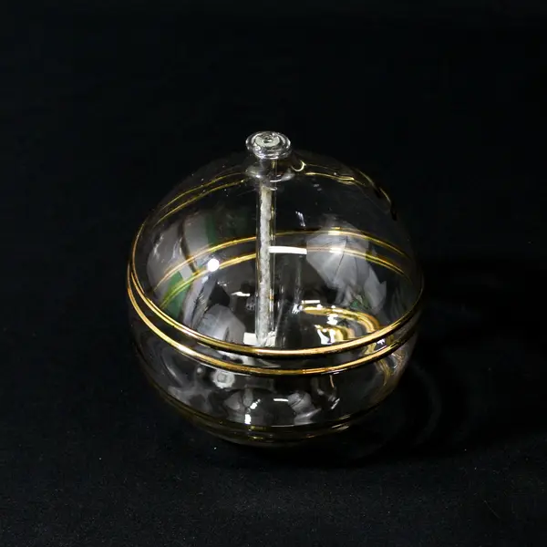 Lefton Trade Mark Clear Glass Oil Lamp W/ Wick Raised Gold Trim Taiwan