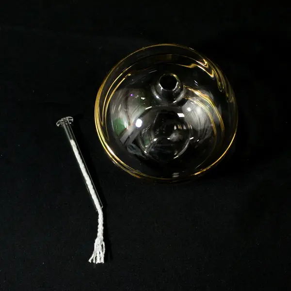 Lefton Trade Mark Clear Glass Oil Lamp W/ Wick Raised Gold Trim Taiwan