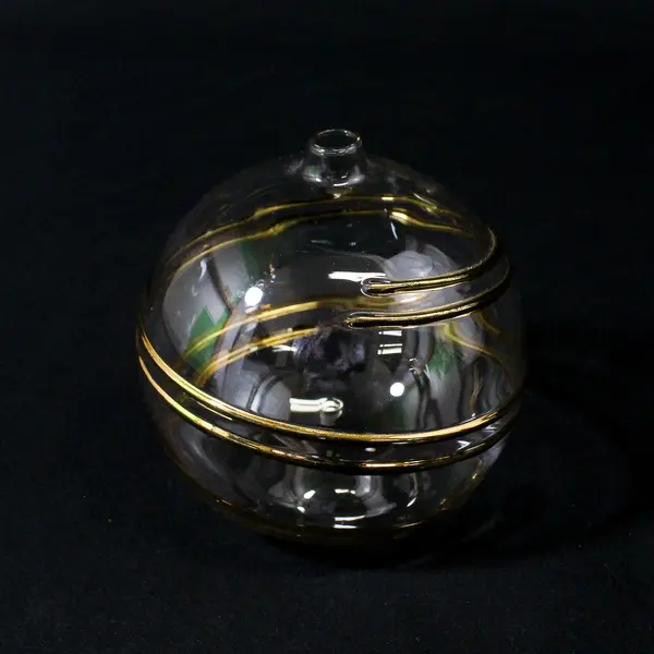 Lefton Trade Mark Clear Glass Oil Lamp W/ Wick Raised Gold Trim Taiwan