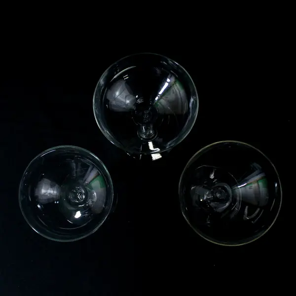 3 Mismatched Crystal  Hollow Stem Champagne Glasses