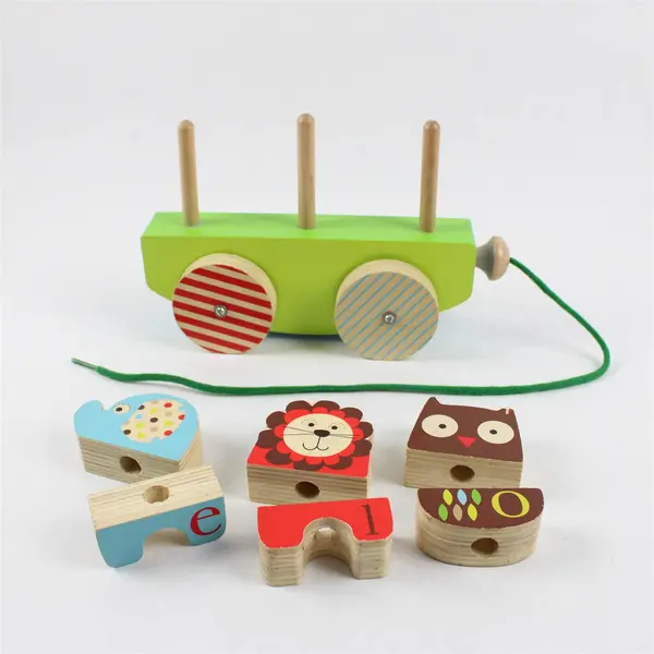 Skip Hop Alphabet Zoo Rock & Stack Wooden Pull Toy