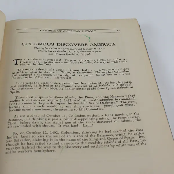 Vintage Glimpses of American History Clemens Gretta Leah Berger 1933 Hardcover