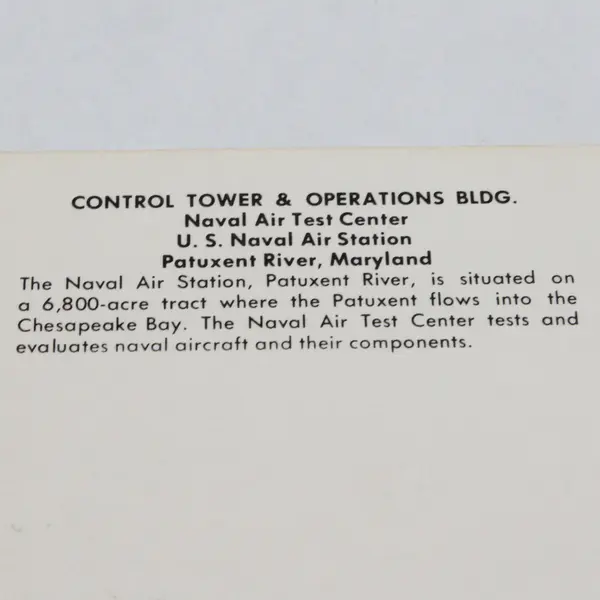 Control Tower Naval Air Station Test Center Patuxent River Maryland Postcard