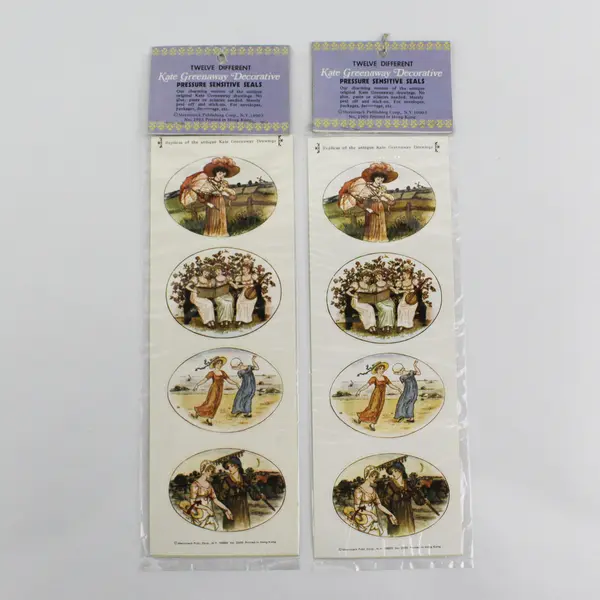 Lot Of 2 Vtg Twelve Different Kate Greenaway Decorative Pressure Sensitive Seals