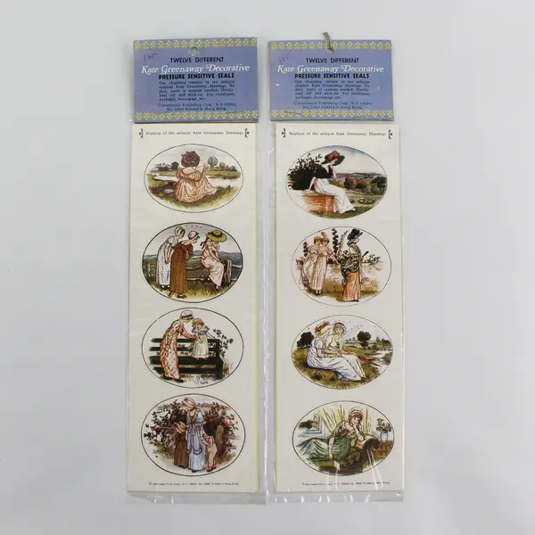 Lot Of 2 Vtg Twelve Different Kate Greenaway Decorative Pressure Sensitive Seals