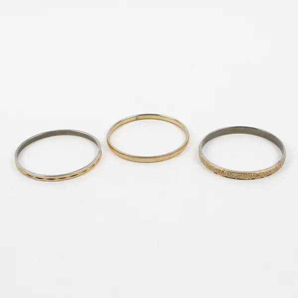 Lot of 3 Vintage Monet Bangle Bracelets - Gold-Toned Textured - Designer Etched