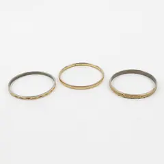 Lot of 3 Vintage Monet Bangle Bracelets - Gold-Toned Textured - Designer Etched