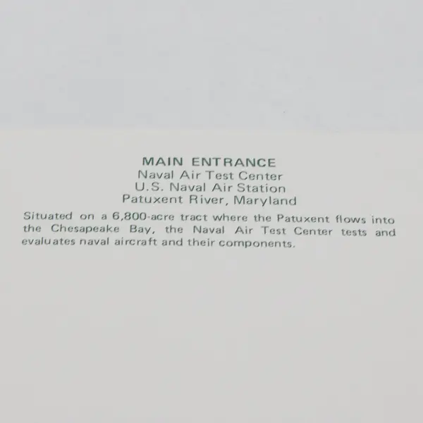 Main Entrance US Naval Air Test Center Patuxent River Maryland Color Postcard