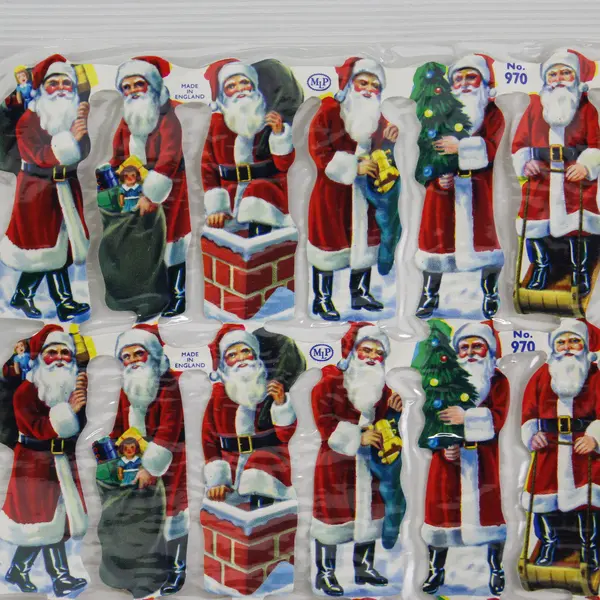 Lot Of 5 Vtg England Diecut Scraps MLP No 970 Santa Old St. Nicholas Sheet Paper