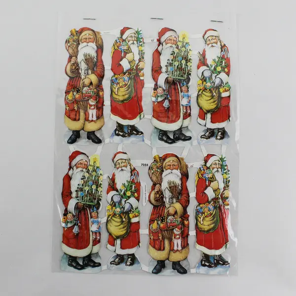 Lot Of 6 Vtg German Diecut Scraps EF No 7084 Santa Old St. Nicholas Sheet Paper