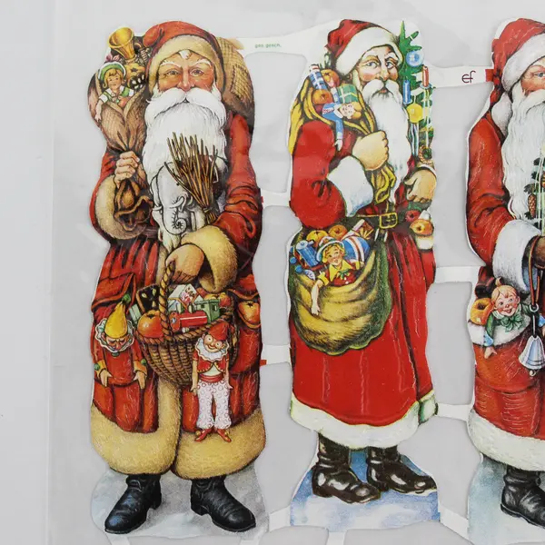 Lot Of 6 Vtg German Diecut Scraps EF No 7084 Santa Old St. Nicholas Sheet Paper