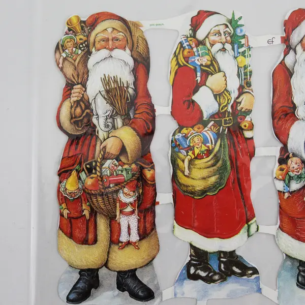 Lot Of 5 Vtg German Diecut Scraps EF No 7084 Santa Old St. Nicholas Sheet Paper