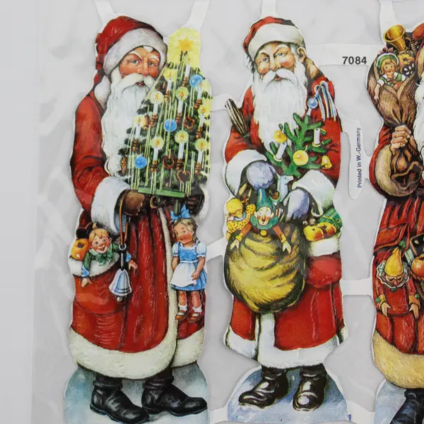 Lot Of 5 Vtg German Diecut Scraps EF No 7084 Santa Old St. Nicholas Sheet Paper