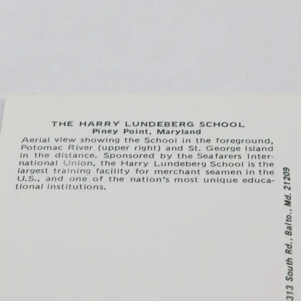Harry Lundeberg School Piney Point Maryland Aerial View Color Postcard
