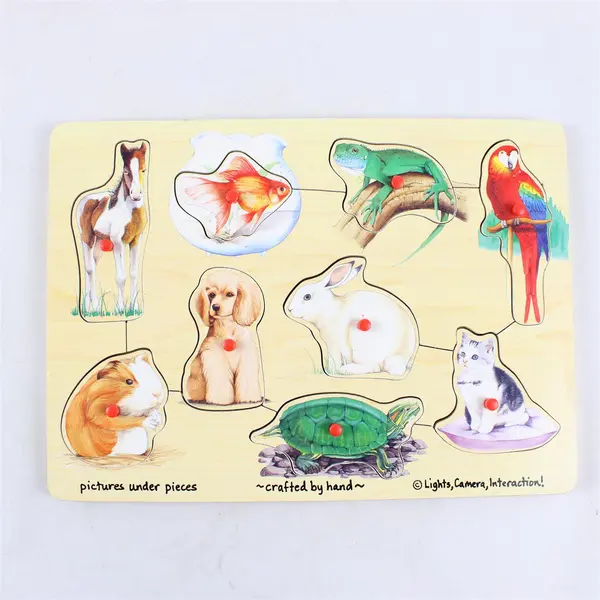 Lot of 3 Vintage Wooden Puzzles 2 Playskool + 1 Handcrafted Animals