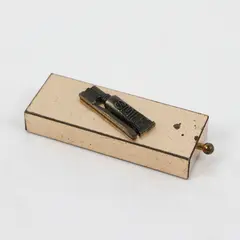 Vintage Brass Travel Toothbrush Sliding Tray Case Gold-Toned