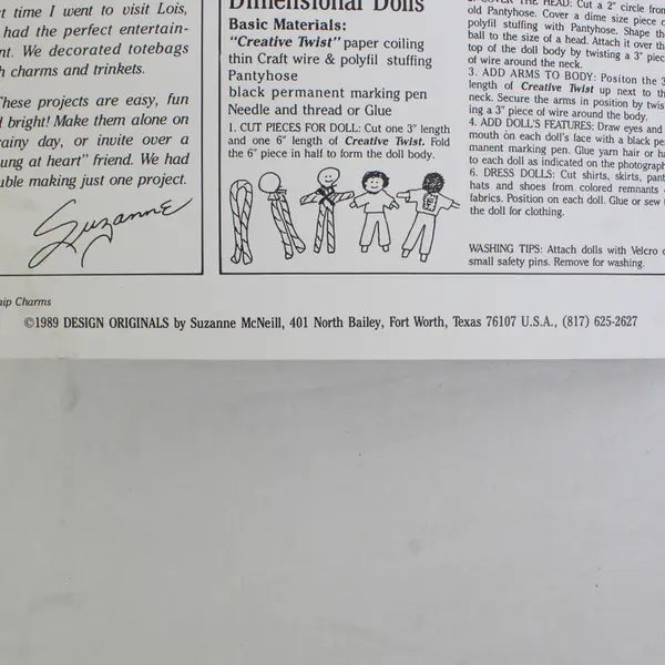Vintage Design Originals by Suzanne McNeill Pattern Leaflet #2050, 1989