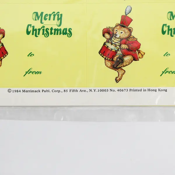 Lot Of 2 Christmas Gift Greeting Tag/Stickers 24 Musical Bear Pressure-Sensitive