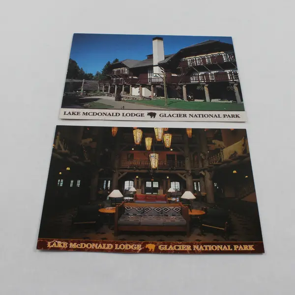 Lot Of 2 Vintage Lake McDonald Lodge Glacier National Park Montana Postcards