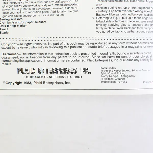 Vintage Frame Fabrications for Every Month Pattern Leaflet from Plaid #7681