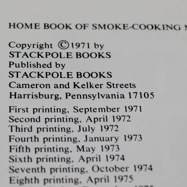 Home Book of Smoke Cooking Meat, Fish & Game Jack Sleight Raymond Hull 1981 HC