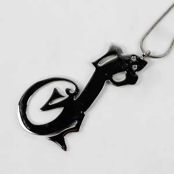 Vtg Chico's Silver-Toned Long Snake Chain with Gecko Pendant Necklace - 18"