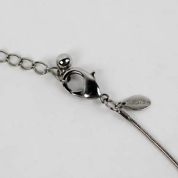 Vtg Chico's Silver-Toned Long Snake Chain with Gecko Pendant Necklace - 18"