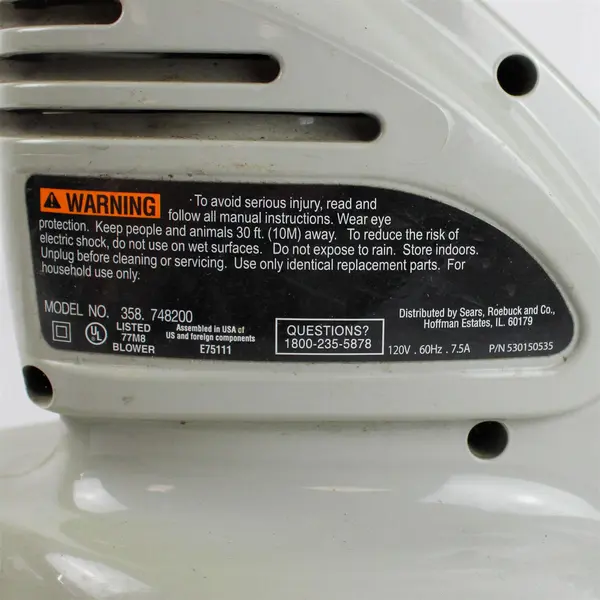 Craftsman Electric Leaf Blower 150 mph/7.5 amp 120 Volts Model 358-748200