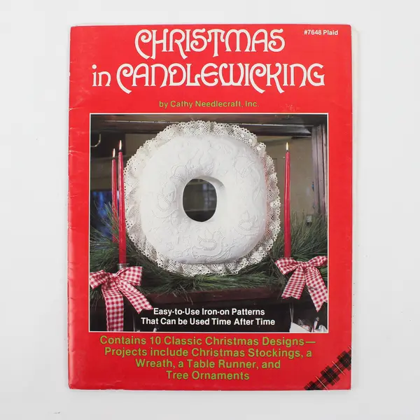 Vintage Christmas in Candlewicking Pattern Booklet from 1982, Plaid #7648 